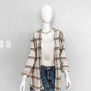 Free People We The Free Oversized Plaid Shirt Size Medium